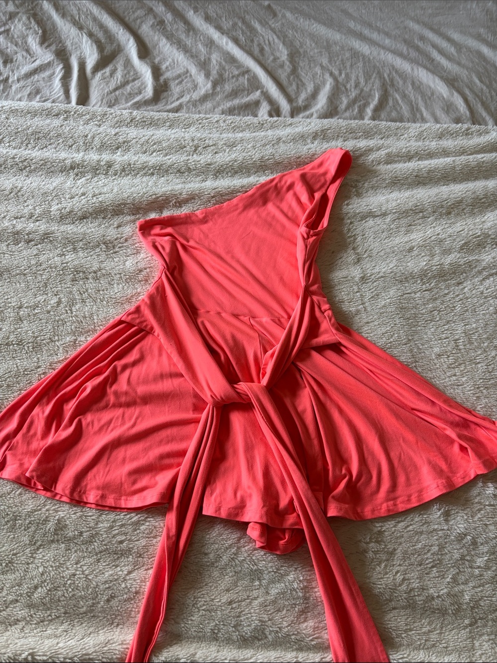 Fashion Nova Coral One-Shoulder Tie-Front Tank Romper super soft M